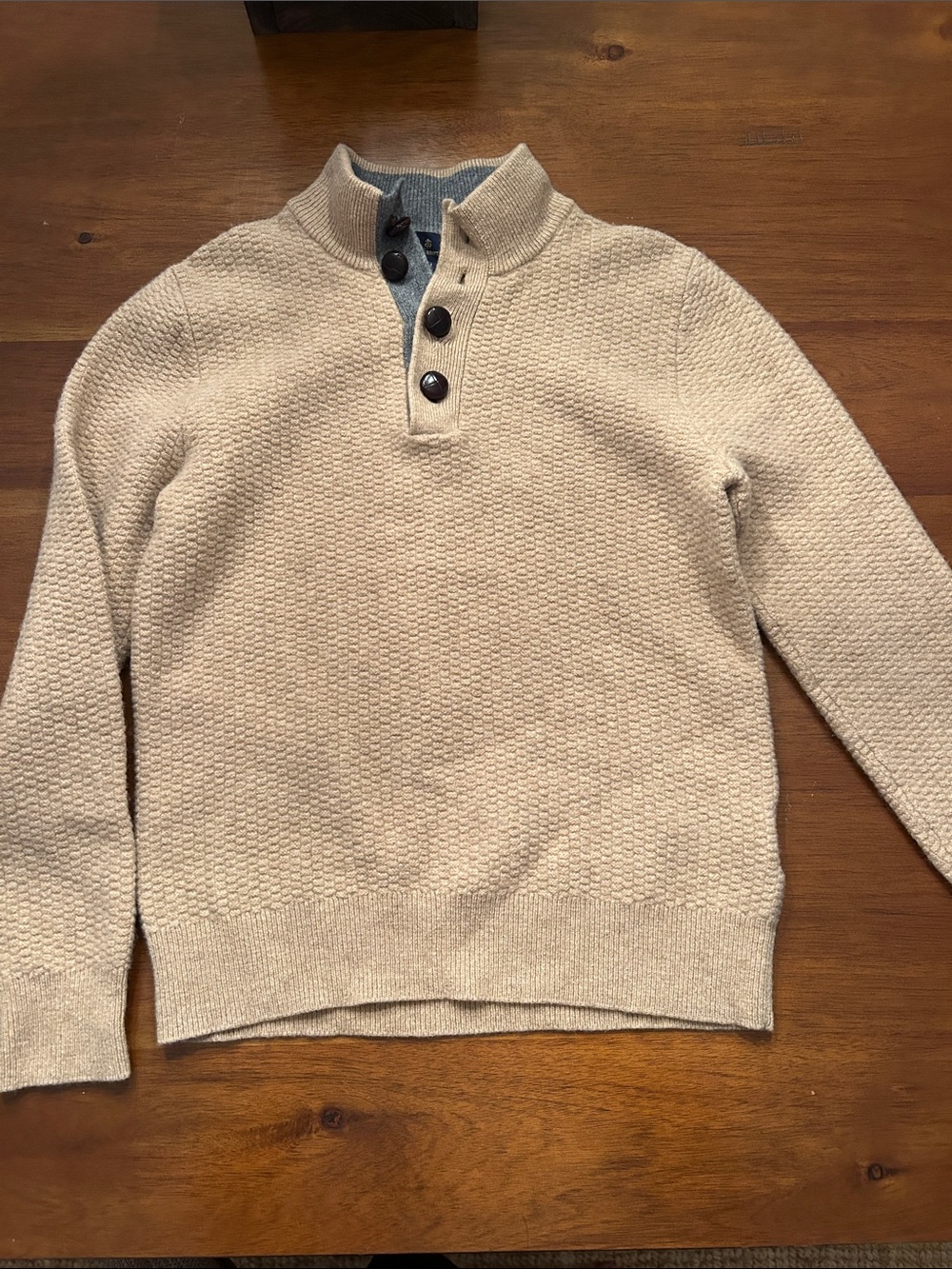 Men's Brooks Brothers Cream Button-Neck Textured Sweater